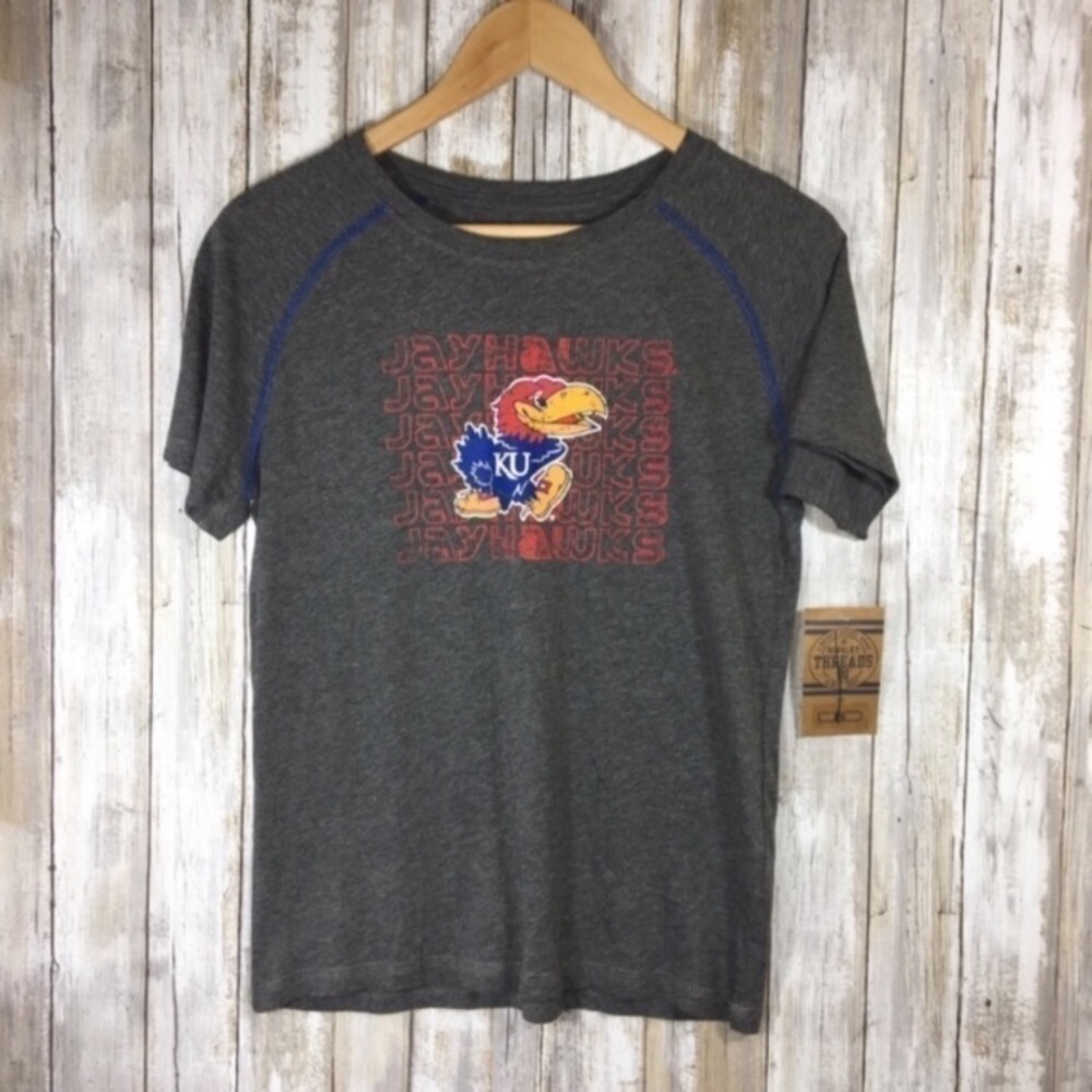 Kansas Jayhawks Youth Tee Boys Large KU Shirt NCAA Kids Game Day Top NWT